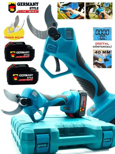 Germany Style Easycut  4 Akülü Dijital Ekran 40MM Budama Makinesi Dal Budama Testeresi İkili Set - 3