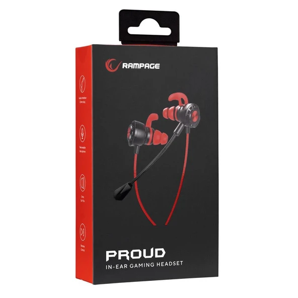 Rampage RM-K36 PROUD 3,5mm Gaming Kırmızı Kulak İçi Mikrofonlu Kulaklık - 5