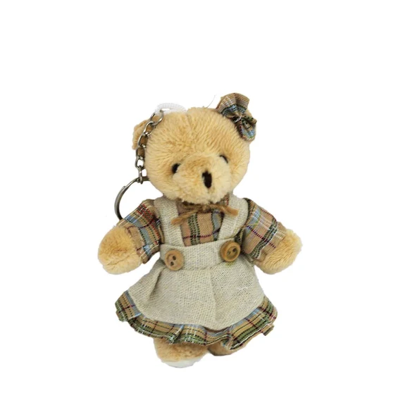 Kıyafetli Peluş Ayıcık Anahtarlık Koyu Renk 12 CM   Kız Modeli