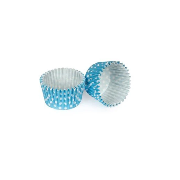 Kek Kalıbı Pet Kapsül 52*45 Mm Kağıt Cupcake Kağıdı (100 Adet)  Puantiyeli Mavi