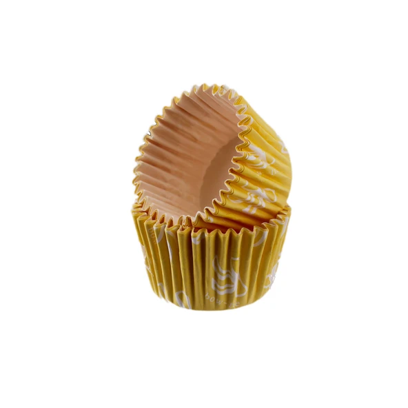Cupcake Kalıbı Pet Kapsül  Kek Kalıbı48X34 MM (100 Adet)  Fiyonklu Sarı