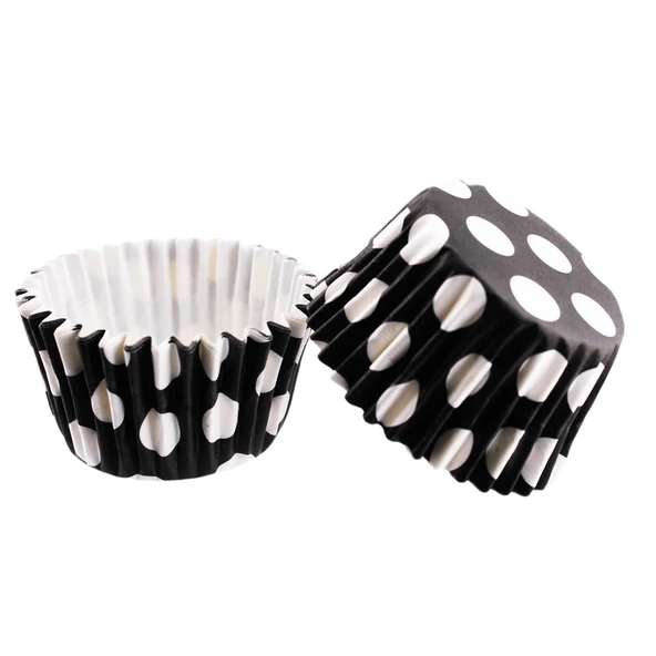 Cupcake Kalıbı Pet Kapsül Kek Kalıbı 48X34 MM (100 Adet)  Puantiyeli Siyah