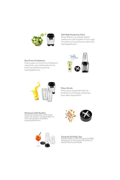 Kenwood Nutri Smoothie Blender 600 ml Kapasiteli Bsp70.180sı - 7