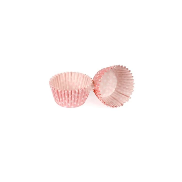 Cupcake Kalıbı Pet Kapsül Kek Kalıbı 48X34 MM (100 Adet)  Puantiyeli Pembe