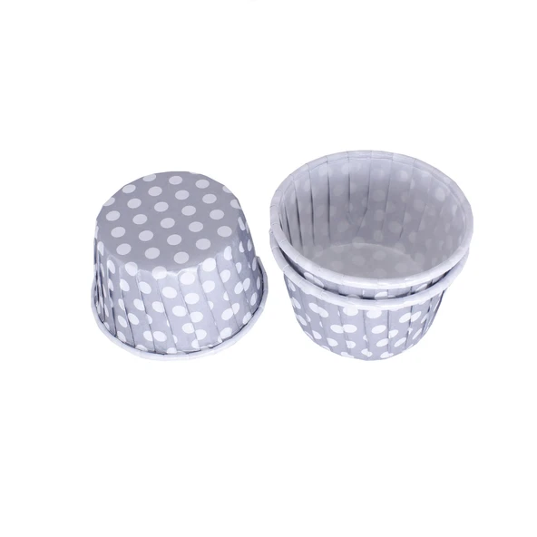 Cupcake Kalıbı Büyük Boy 62*40 Mm (50 Adet)  Puantiyeli Gümüş