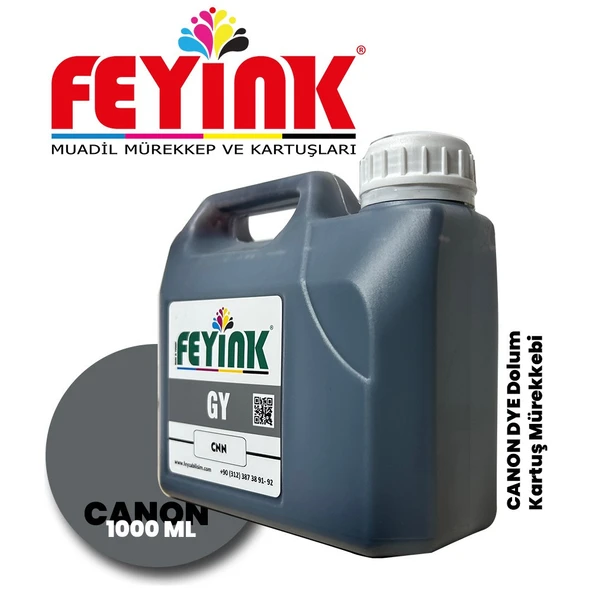 Feyink  Canon Pro Serisi Plotter DYE Kartuş Dolum Mürekkebi PFI-1300 PFI-1700 GY (Gray) -1000ml-