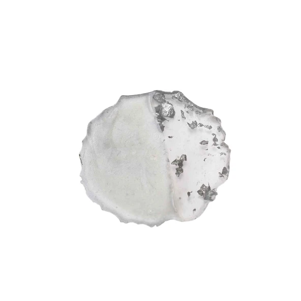 Epoksi Magnet Tırtıklı  Varaklı Yarısı Şeffaf  7 CM  (10 Adet)   Gümüş