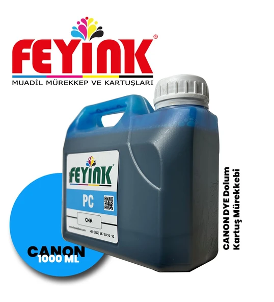 Feyink Canon Pro Serisi Plotter DYE Kartuş Dolum Mürekkebi PFI-1300 PFI-1700 PC (Photo Cyan) -1000m