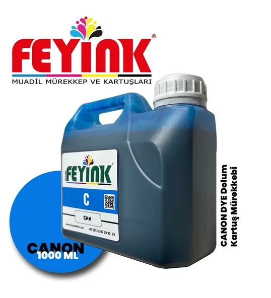 Feyink  Canon Pro Serisi Plotter DYE Kartuş Dolum Mürekkebi PFI-1300 PFI-1700 C (Cyan) -1000ml-
