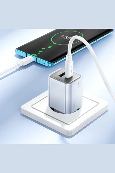 Hoco N46 Glorious Type-C 20W ve USB QC 3.0 18W Çıkışlı Type-C to Type-C Kablolu Şarj Cihazı - Resim 5