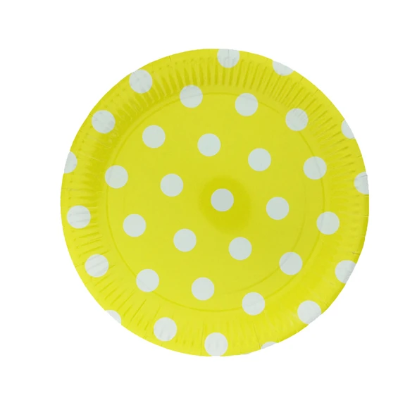 Tabak Karton Puantiyeli  Sarı 23 Cm (8 Adet)