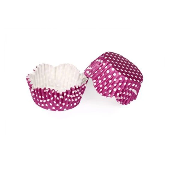 Kek Kalıbı Pet Kapsül 65*38 Mm Kağıt Cupcake Kağıdı (100 Adet)  Puantiyeli Mor