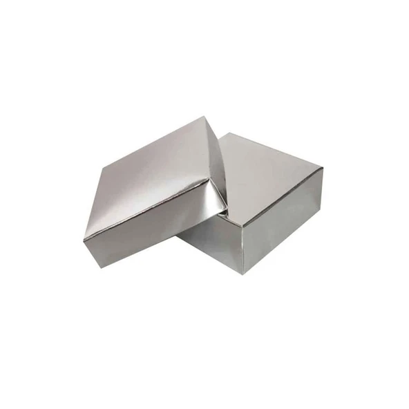 Komple Karton Kutu 5X5X2.2 CM (50 Adet)  Gümüş