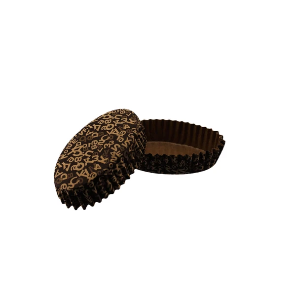 Cupcake Kalıbı Pet Kapsül Oval Harf Desenli Kek Kalıbı (100 Adet)
