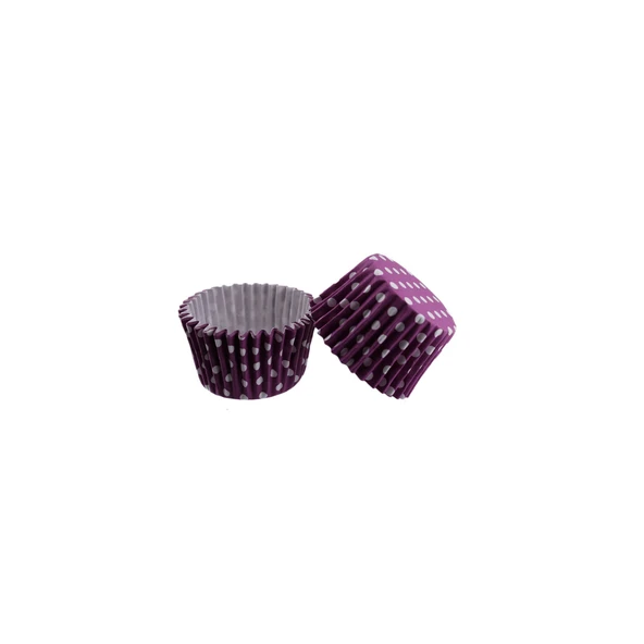 Kek Kalıbı Pet Kapsül 52X45 MM Kağıt Cupcake Kağıdı (100 Adet)  Puantiyeli Mor