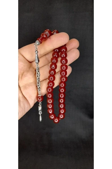 ÇUBUK KEHRİBAR TESBİH BASIK MODEL KAHVERENGİ T-436 - 2