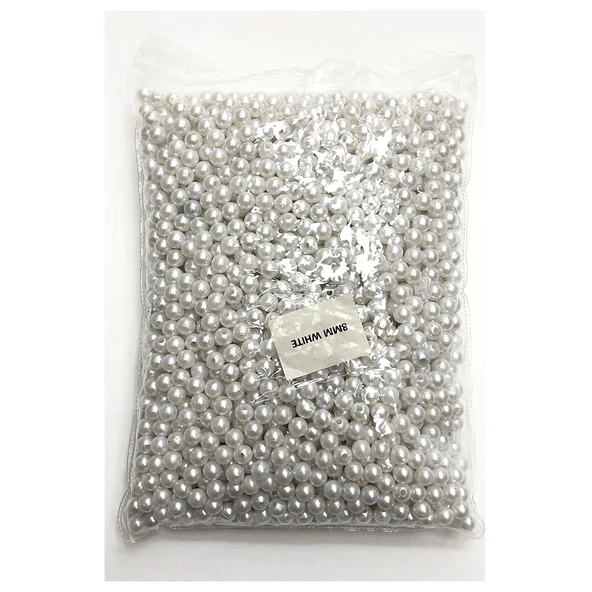 İnci Yuvarlak Delikli Plastik (500) Grm   Beyaz