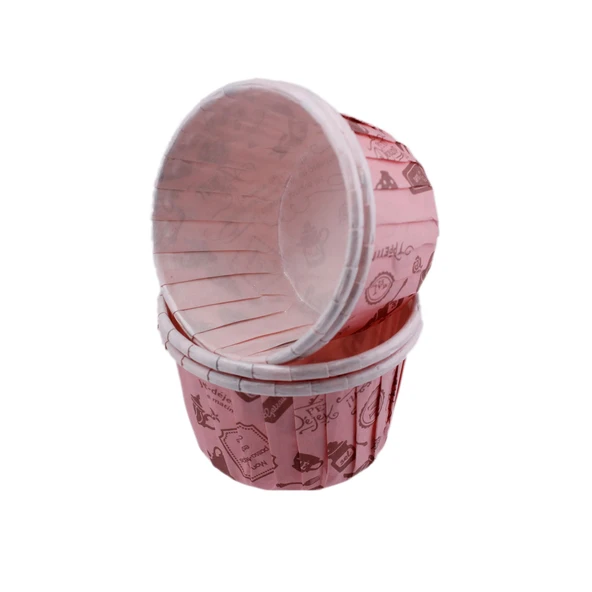 Cupcake Kalıbı Orta Boy 50*39 MM DESENLİ (100 Adet)  Pembe Mutfak Desenli