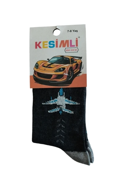 Erkek Çocuk Çorap 7-8 Yaş 3'lü Set-Kesimli Kids Socks - Resim 3