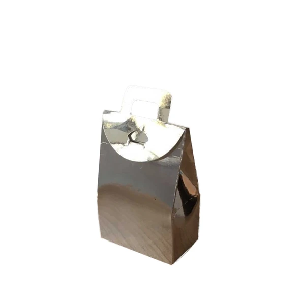 Kına Ve Çerez Çantası Karton DÜZ 7.5X11X4  CM (20 Adet)  Gümüş