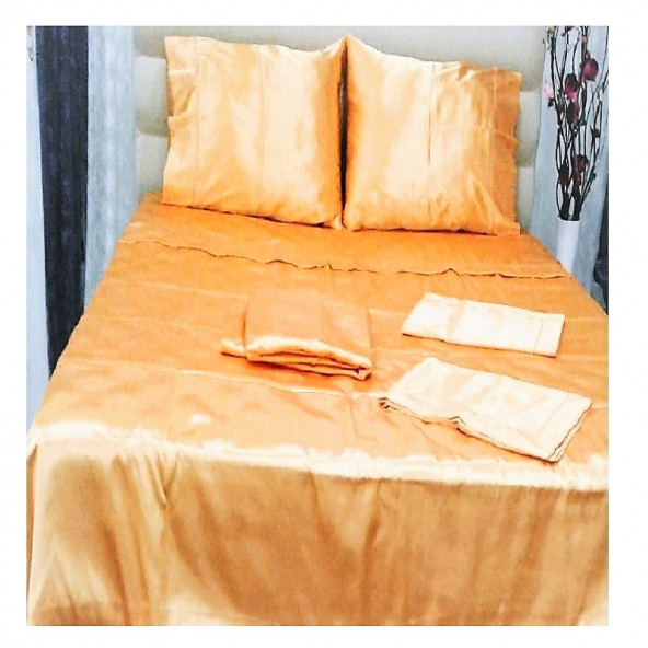 TAÇ SHINE MİCROPOLYESTER ÇİFT KİŞİLİK BASIC NEVRESİM TAKIMI-TURUNÇ