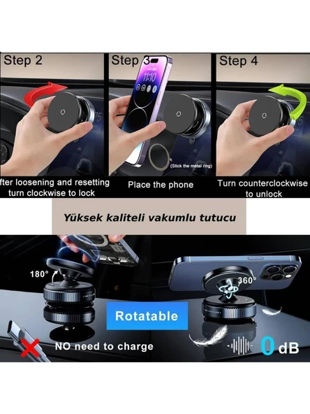 E2M K009 Vakum Özellikli Magnetik Telefon Tutucu - 4