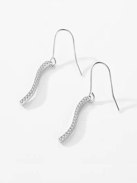 Timeless Series Zarafet Dalgası Gümüş Kadın Küpe - Resim 3