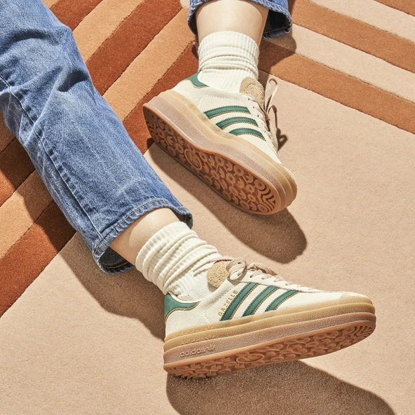 Adidas Gazelle Bold Beige Collegiate Green Womens - Resim 5