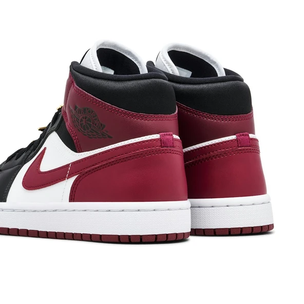 Nike Air Jordan 1 Mid Maroon Black Gold Pendants - Resim 3