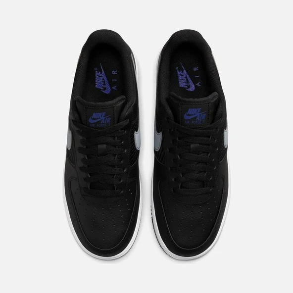 Nike Air Force 1 07 Triple Swoosh Black Grey Racer Blue - Resim 3