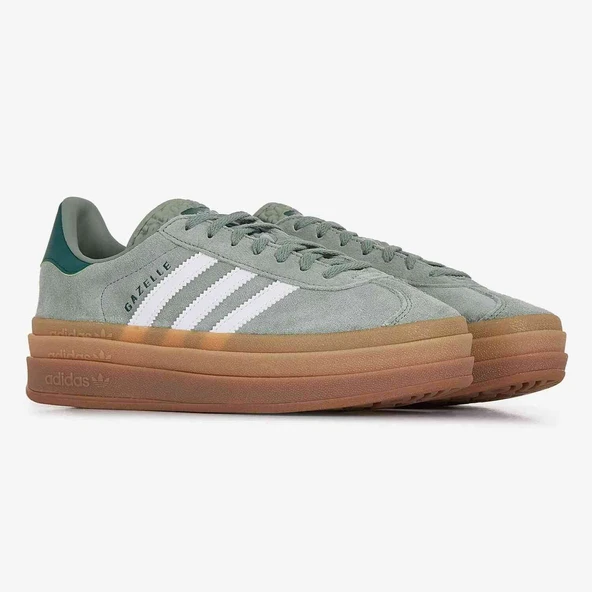Adidas Gazelle Bold Silver Green Gum Womens - Resim 5