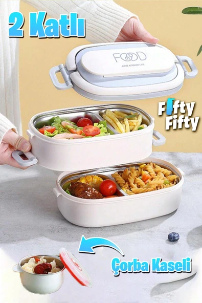 Vagonlife 1140 ML 2 Kat Paslanmaz Çelik Çorba Kaseli Bento Lunch Box Yeni Nesil Sefer Tası -FFLBOX10403 - 21