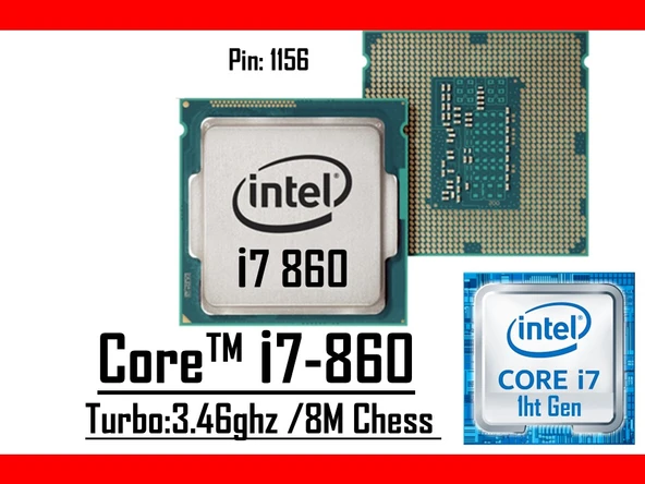 Intel® Core™ i7 860 2.80 Ghz 8mb Cache Lga 1156p Tray Masaüstü Bilgisayar İşlemci