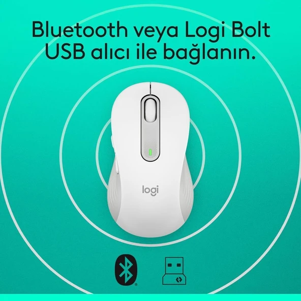 Logitech M650 Signature 910-006255 Beyaz Sessiz Küçük Boy Sağ El Kablosuz Mouse Outlet - 10