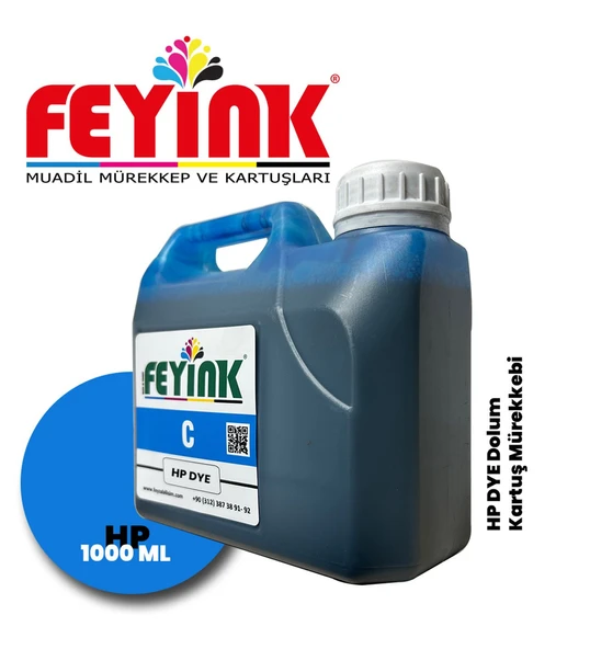 Feyink Hp Vivera T Plotter DYE Kartuş Dolum Mürekkebi T610/T770/T790/T795/T920/T2300/C Cyan 1000ml