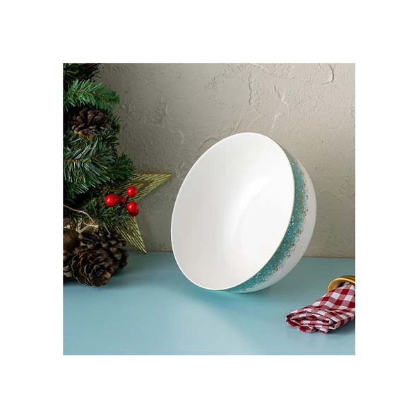 İSTANBUL PORSELEN STARLİGHT FİNE BONE NEW YEAR YILBAŞI SALATA KASESİ 21 CM - 2