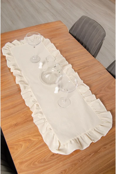 Keten | 2 Adet Fırfırlı Runner 40 x 110 Cm - ZTRUNNER2 - 3