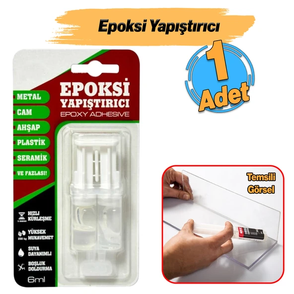 Hızlı Kuruyan Epoksi Yapıştırıcı 6 ml Güçlü Genel Amaçlı Yapışma Metal Plastik Seramik Cam Kullanım