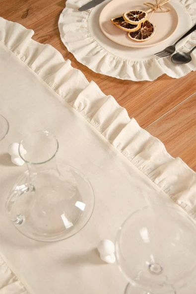 Keten | 2 Adet Fırfırlı Runner 40 x 110 Cm - ZTRUNNER2 - 5