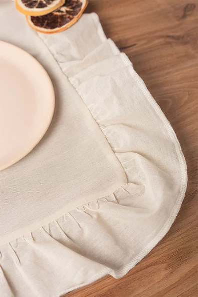 Keten | 2'li Fırfırlı Dikdörtgen Amerikan Servisi 35 x 40 Cm - ZTASD2 - 5