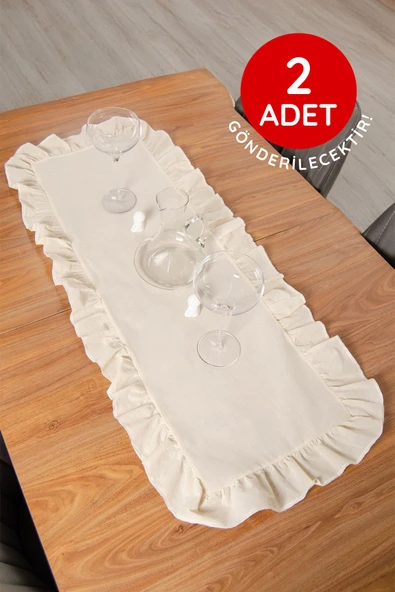 Keten | 2 Adet Fırfırlı Runner 40 x 110 Cm - ZTRUNNER2