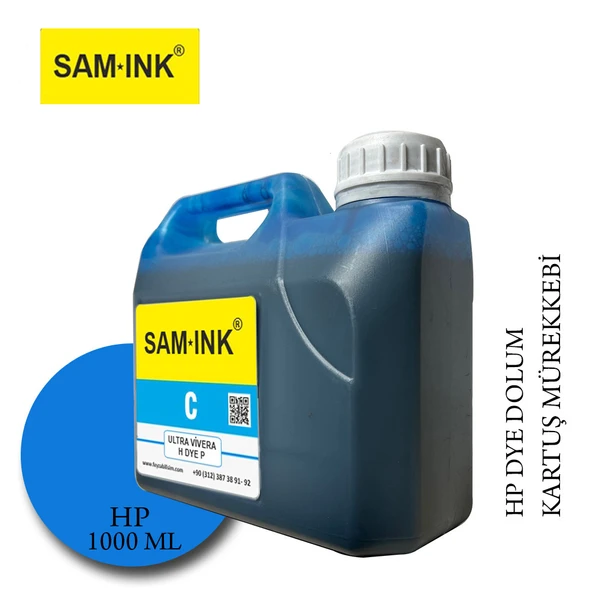 Feyink Samink Hp Vivera T Plotter DYE Kartuş Dolum Mürekkebi T610/T770/T790/T795/T920/T2300/C Cyan 1000ml - 1