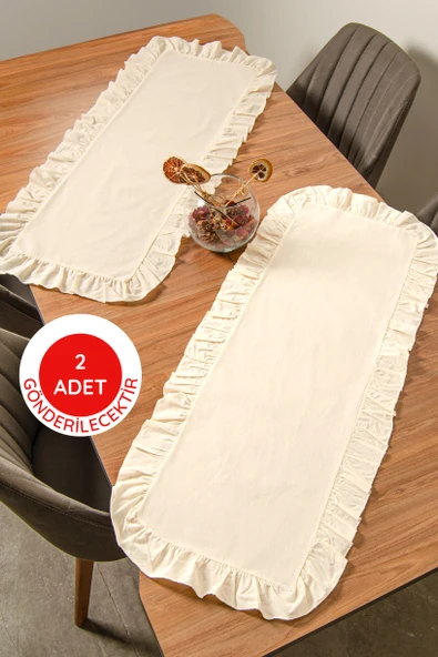 Keten | 2 Adet Fırfırlı Runner 40 x 110 Cm - ZTRUNNER2 - 2