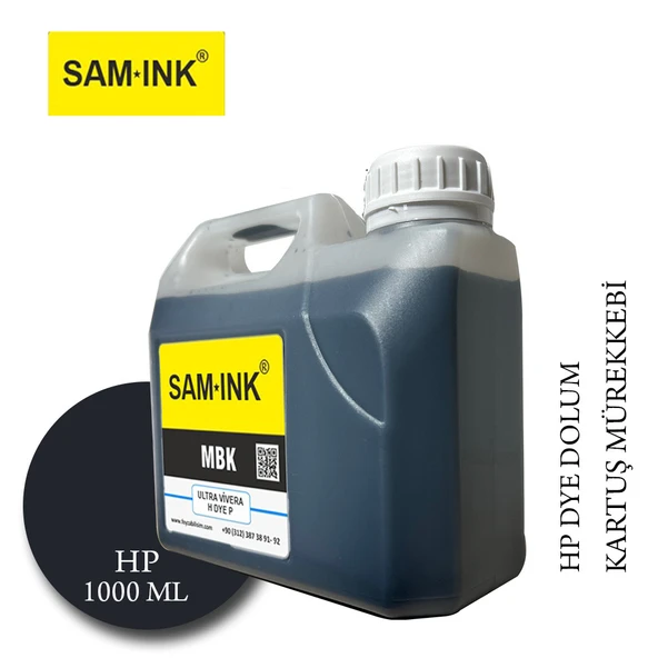 Feyink Samink Hp Vivera T Serisi Plotter DYE Kartuş Dolum Mürekkebi MK (Mat Black)-1000ml- - 1