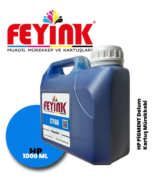 Feyink Hp Z Serisi Plotter Pigment Kartuş Dolum Mürekkebi Z2100/Z5200/Z5400/Z5600/C (Cyan) -1000ml-