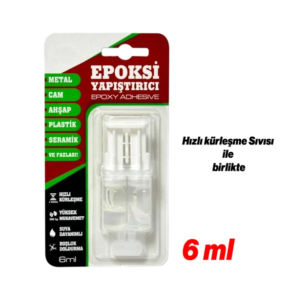 Hızlı Kuruyan Epoksi Yapıştırıcı 6 ml Güçlü Genel Amaçlı Yapışma Metal Plastik Seramik Cam Kullanım - 4