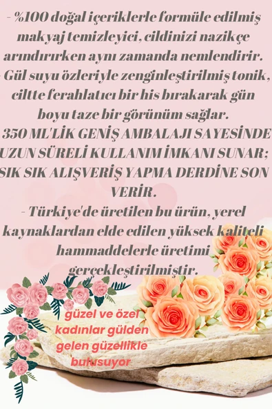 Eyüp Sabri Tuncer Makyaj Temizleyici ,Tonik,Dogal Gül Suyu 350 ml Vegan - 3