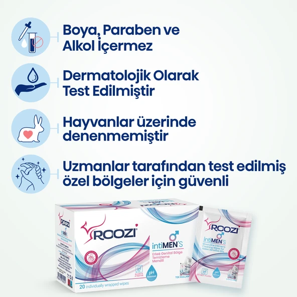 ROOZI intiMENS Erkekler Için Özel Bölge Temizlik Mendilleri 20li Ayrı Paketlenmiş Mendil - 4