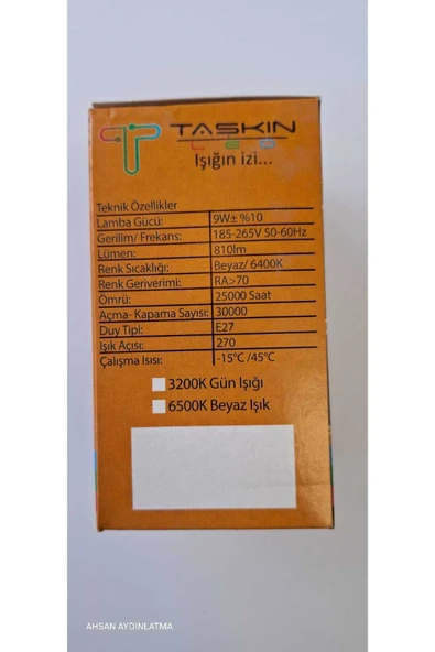 Taşkın 9W Led Ampul E27 Duylu Beyaz Işık - 3
