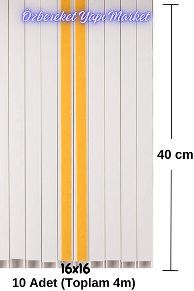 Özbereketyapimarket 4 Metre (16X16Mm) Kedinden Yapışkanlı Kablo Kanalı | 4M (10 Adet X 40Cm) Kablo Gizleyici - 5